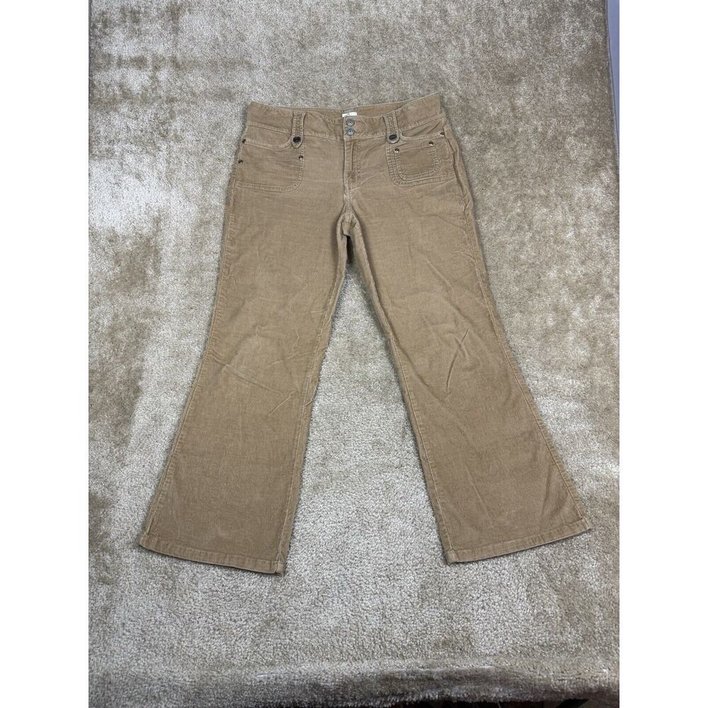 Butterfly Petite Corduroy Pants 12P Boot Leg Stretch Tan Flap Pockets A785